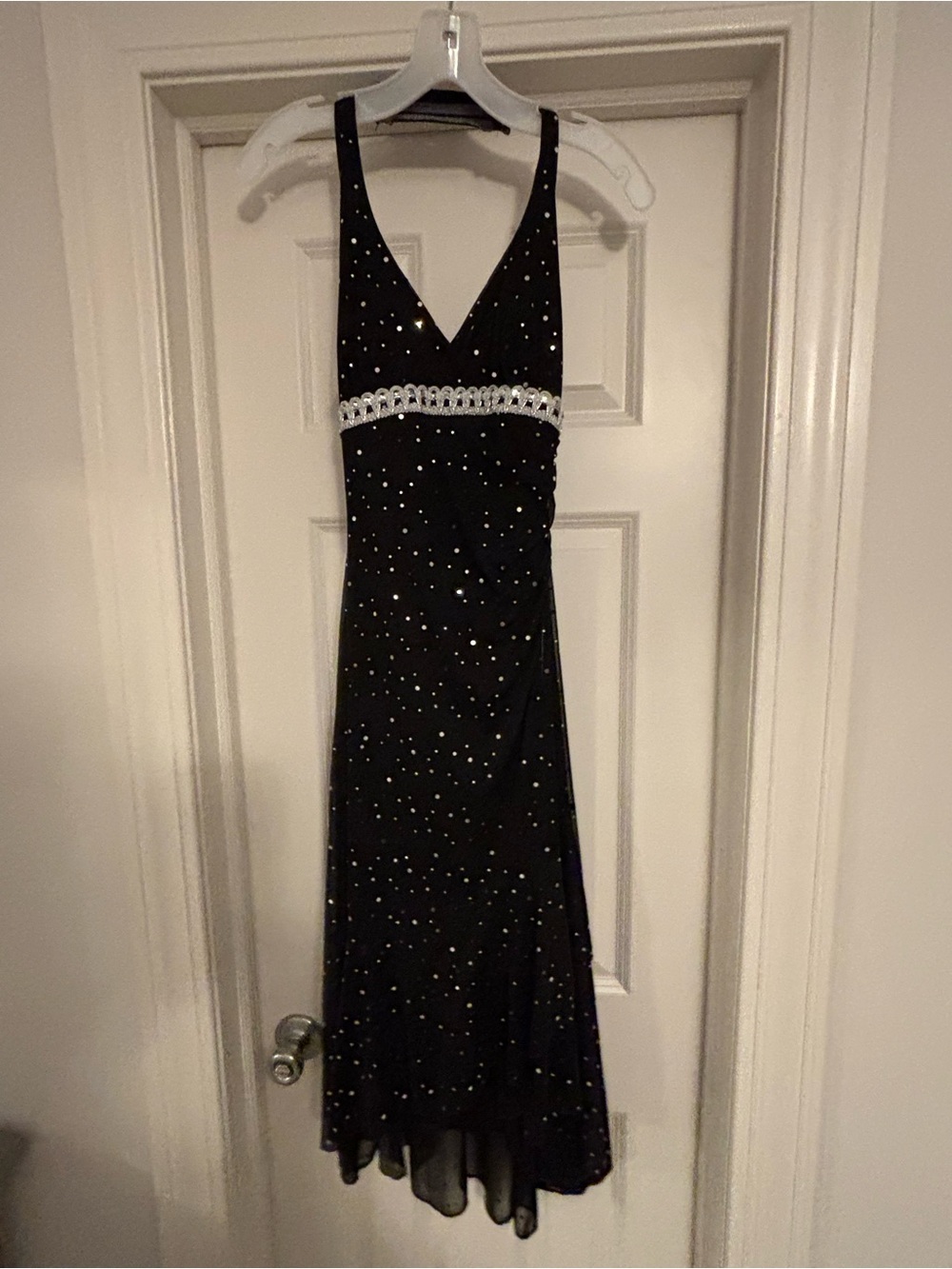 Taboo Black V-Neck Crystal-Embellished Prom Dress
